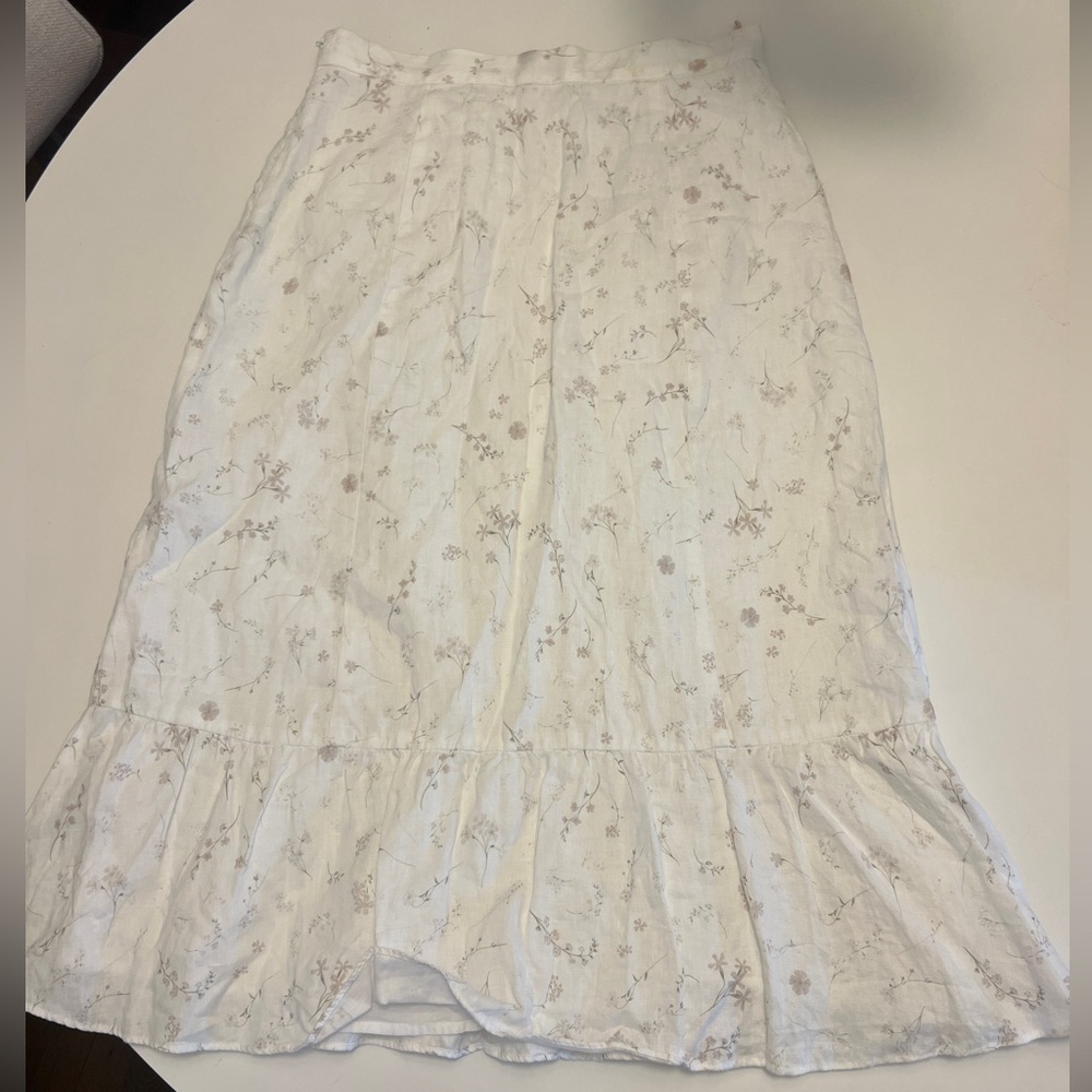 Aritzia Wilfred white linen midi skirt